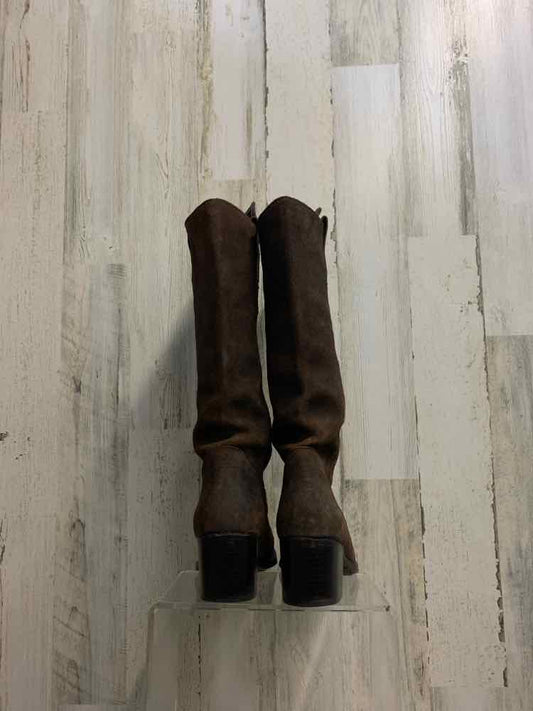 PRE-OWNED FRYE SHOES Shoe Size 7 Brown Leather LEATHER PLAIN Tall Boots