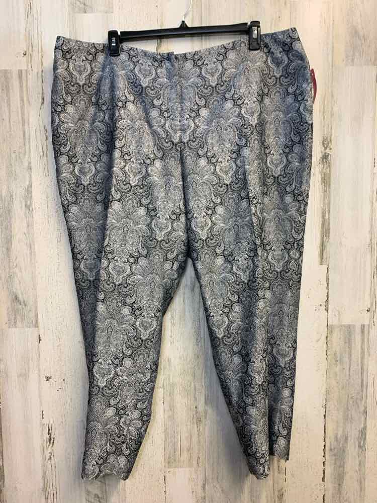 Size 22W CASLON PLUS SIZES BLK/GRAY FILIGREE CAPRI Pants