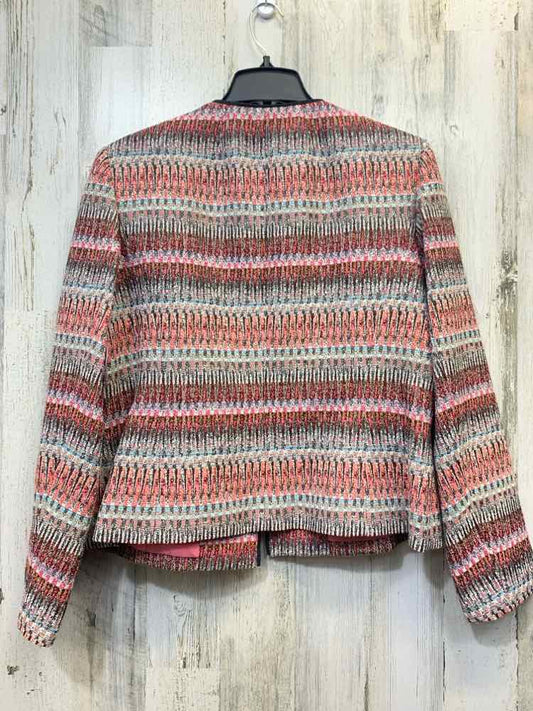 KASPER JACKETS / COATS Size 14 BLU/PNK/BLK/PRPL LONG SLEEVES Blazer BUTTON LESS