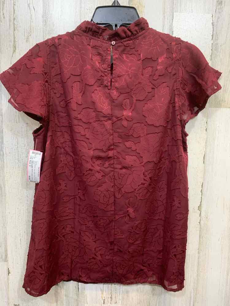 PRE-OWNED INDIGO SOUL Tops Size S WINE ROSE HIGH NECK Blouse/WINE FLORAL SHORT S