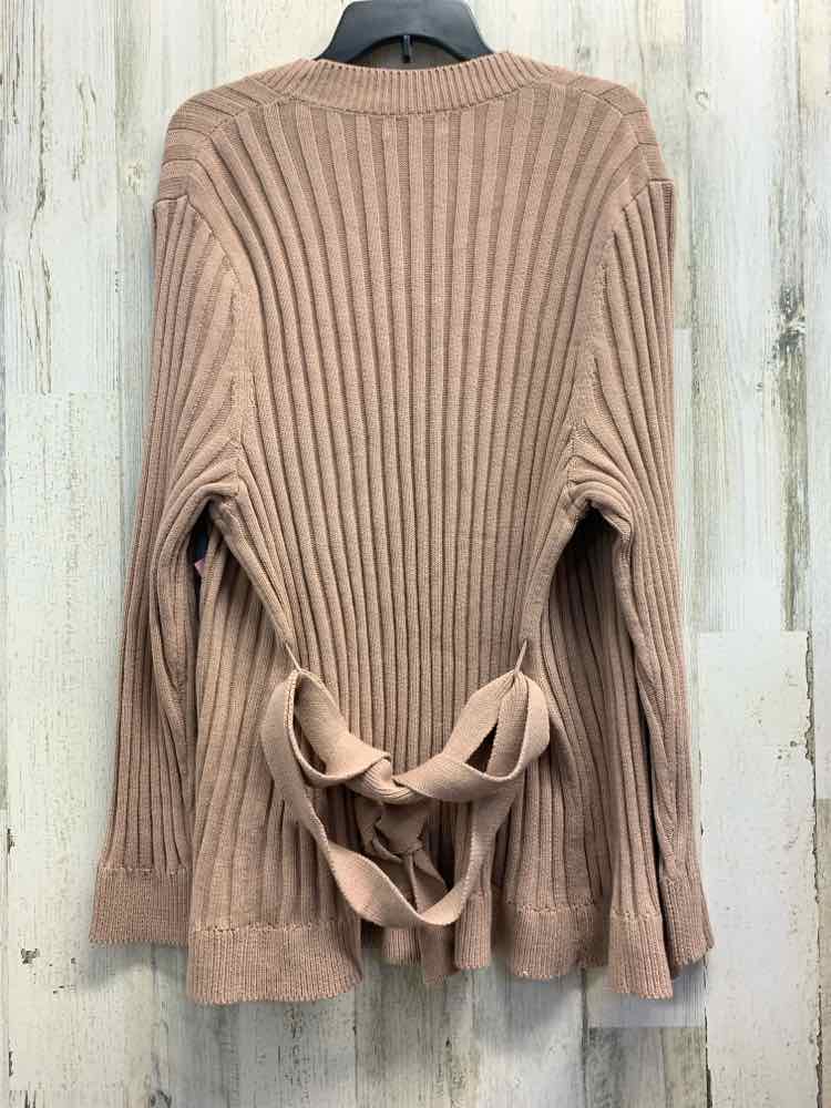 NWT AVA & VIV PLUS SIZES Size 2X Brown RIBBED CARDIGAN Cardigan/BROWN OPEN FRONT