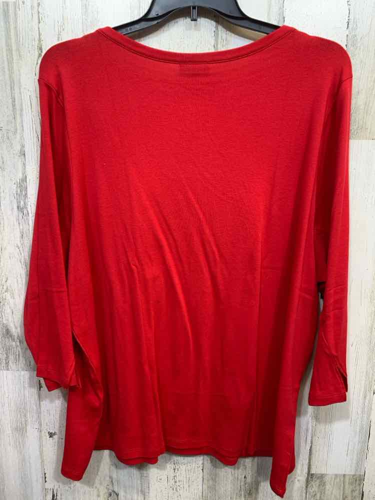 NWT STYLE & CO Tops Size 4X Red Solid 3/4 SLEEVE Blouse