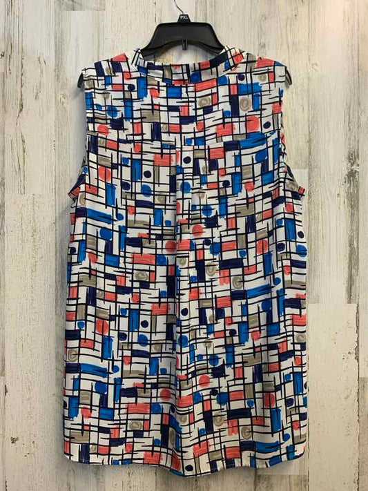 PRE-OWNED CHARTER CLUB PLUS SIZES Size 2X Multi-Color RECTANGLES/CIRCLES TOP