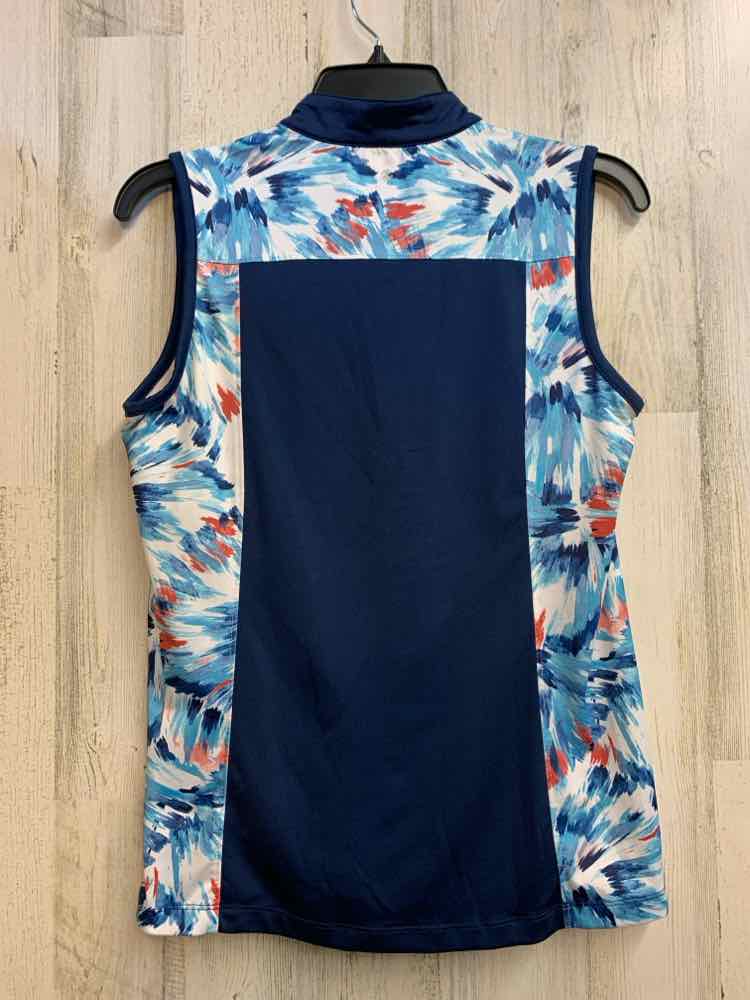 IZOD Activewear Size S NAVY/WHT/RED PAINT BRUSH SLEEVELESS TOP