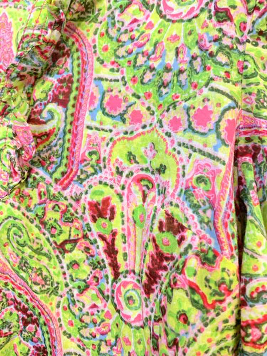 PRE-OWNED TALBOTS Tops Size S GRN/PNK/BLU BOHO LONG SLEEVES TOP