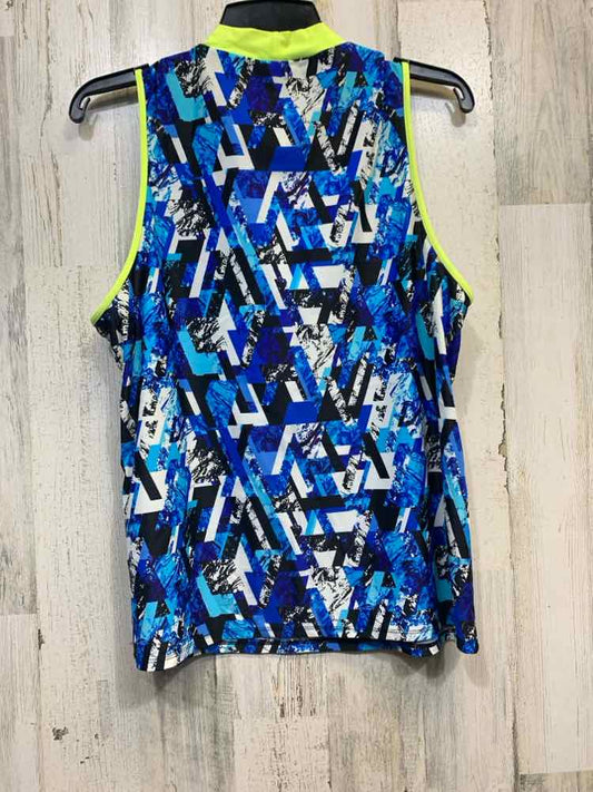 PRE-OWNED DANSKIN Activewear Size XL BLU/ BLK/GRN/WHT TRIANGLE T-shirt/SLEEVELES