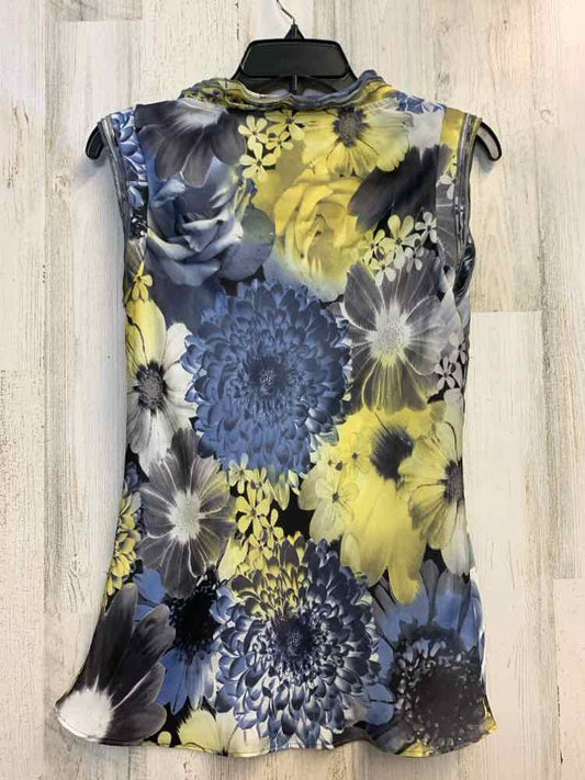 PRE-OWNED SPENSE Tops Size S BLU/WHT/YLOW Floral SLEEVELESS TOP