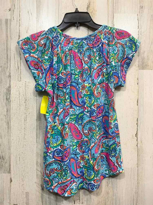 PRE-OWNED Size S FRESH/COLORFUL SMOCKED NECK SHORT SLEEVE DRAPE