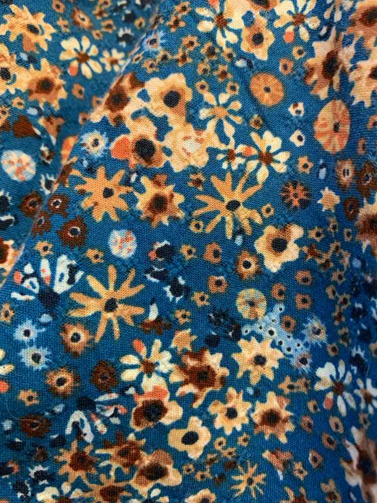 PRE-OWNED SONOMA Tops Size S BLU/TAN Floral LONG SLEEVES TOP