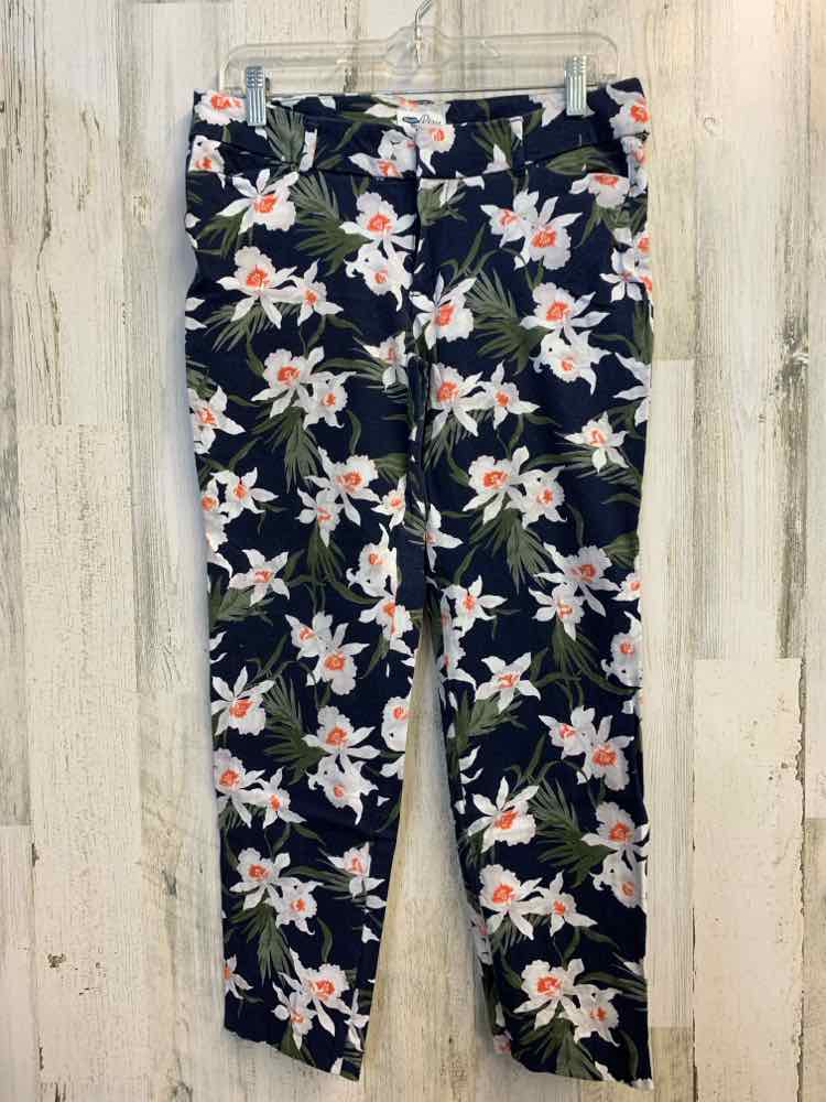 PRE-OWNED Size 10 OLD NAVY BOTTOMS NAVY/WHITE TROPICAL PIXIE Pants/TROPICAL PRIN