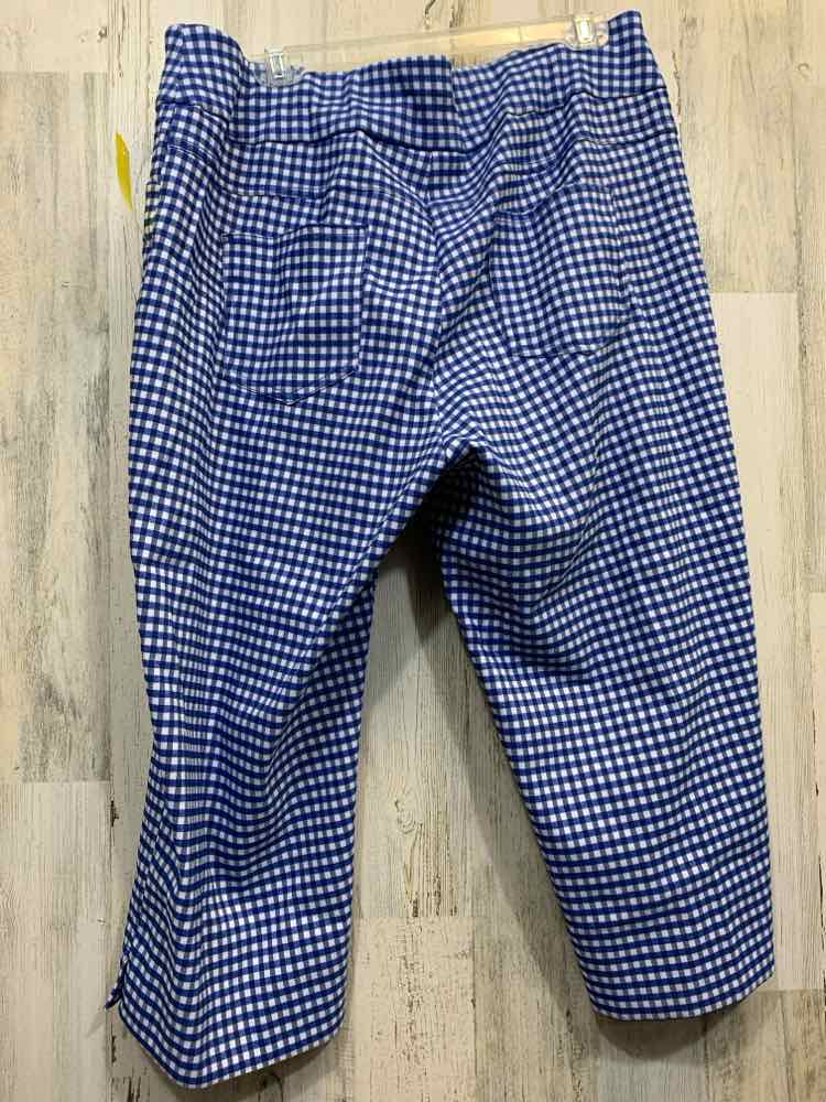 PRE-OWNED Size 18W RUBY RD BOTTOMS WHITE/BLUE GINGHAM CAPRI Pants