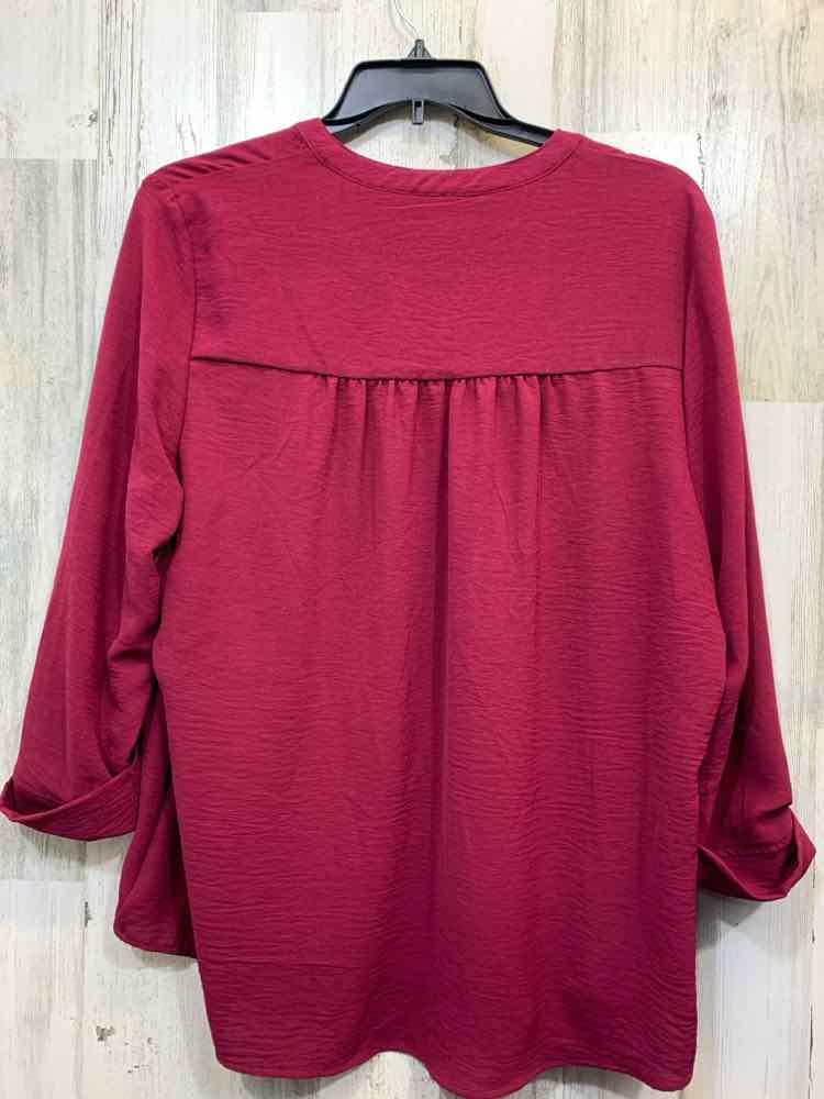 PRE-OWNED KIM ROGERS PLUS SIZES Size XXL WINE Solid LONGSLEEVE TOP/WINE COLORED