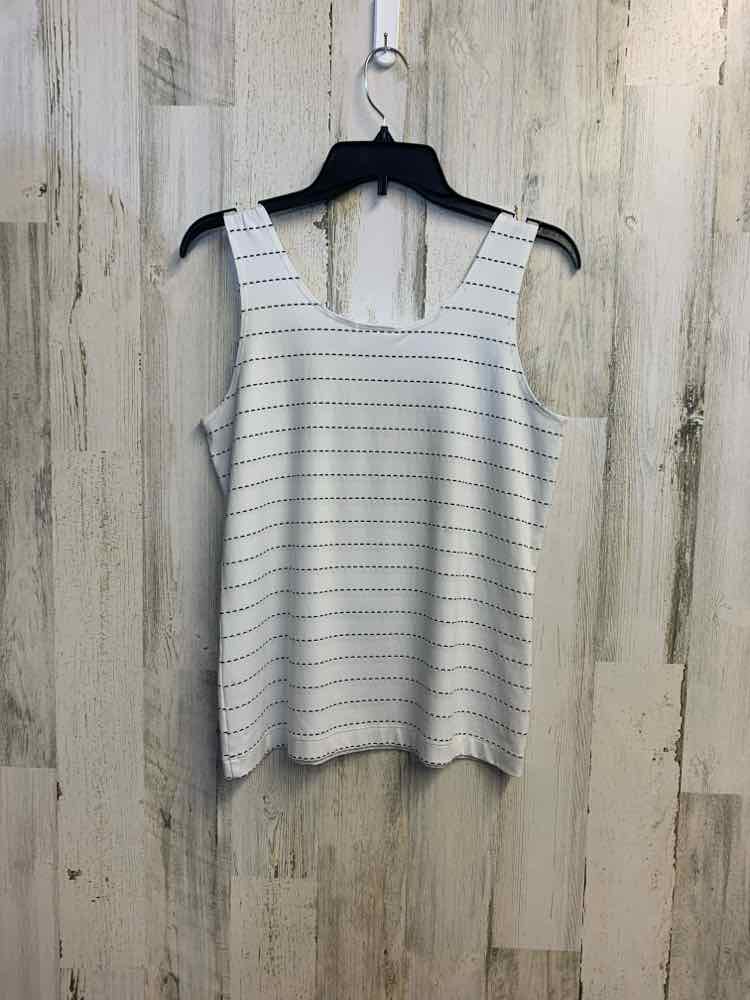 PRE-OWNED CHICOS Tops Size M WHT/BLK Stripe SLEEVELESS TOP