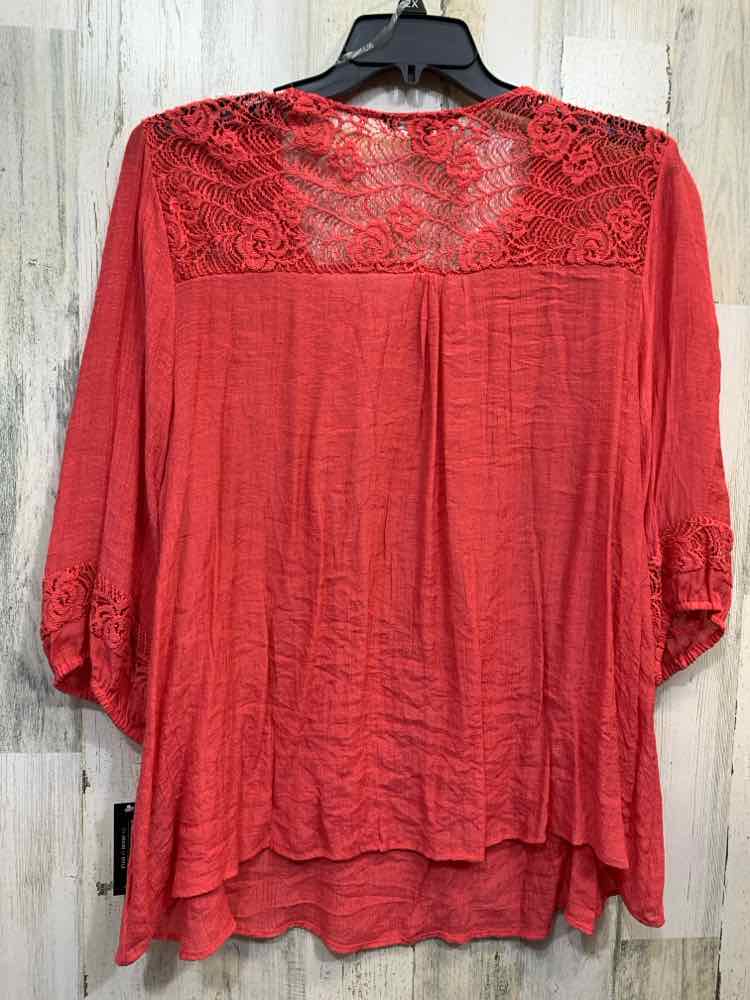 NWT ZAC&RACHEL PLUS SIZES Size 1X CORAL 3/4 SLEEVE Blouse