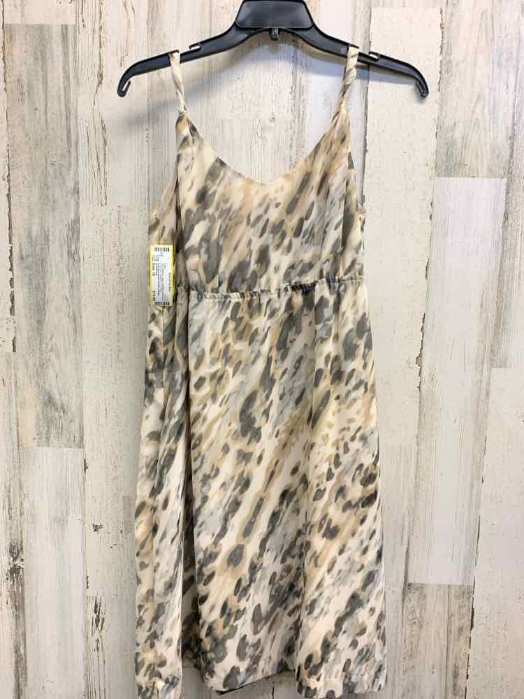 PRE-OWNED COVINGTON Tops Size 10 TAN/WHITE/BLACK CHEETAH SPAGHETTI STRAP Dress/S