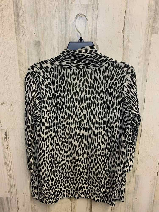 PRE-OWNED ETOILE Tops Size S BLACK/WHITE CHEETAH PRINT CARDIGAN Cardigan/3/4 LON
