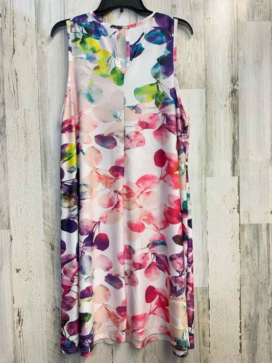 PRE-OWNED LILY Dresses and Skirts Size L WHT/MULTI ABSTRACT FLORAL Dress