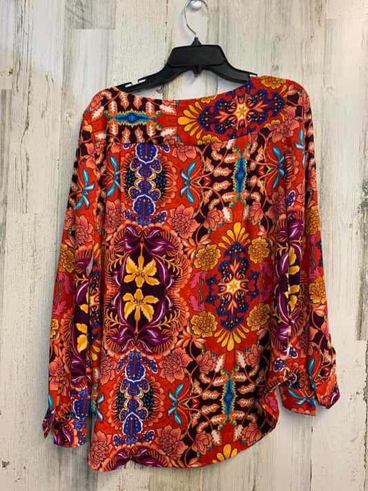 NWT LOFT Tops Size M Red Floral LONG SLEEVES TOP/BLU/ORNG/PRPL FLOWERS