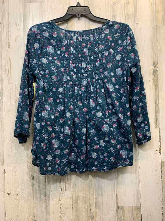 J JILL Tops Size M TEAL/PURPLE Floral 3/4 LENGTH TOP