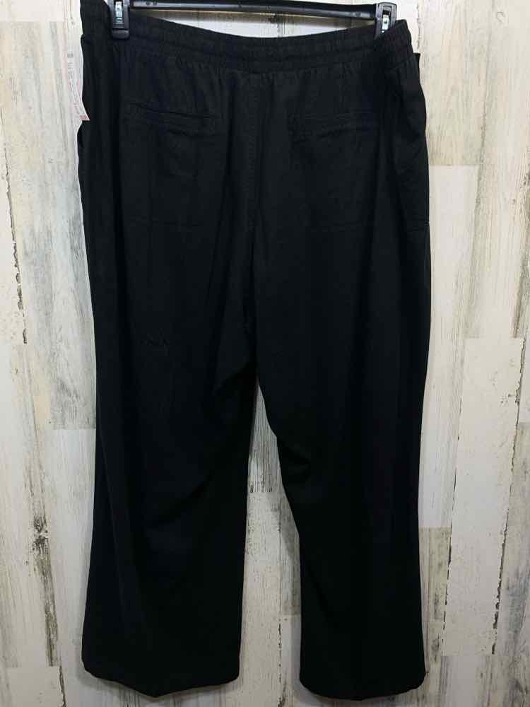 PRE-OWNED Size 26/28 CATO BOTTOMS Black Solid FLOWY Pants/BLACK FLOWY LINEN PANT