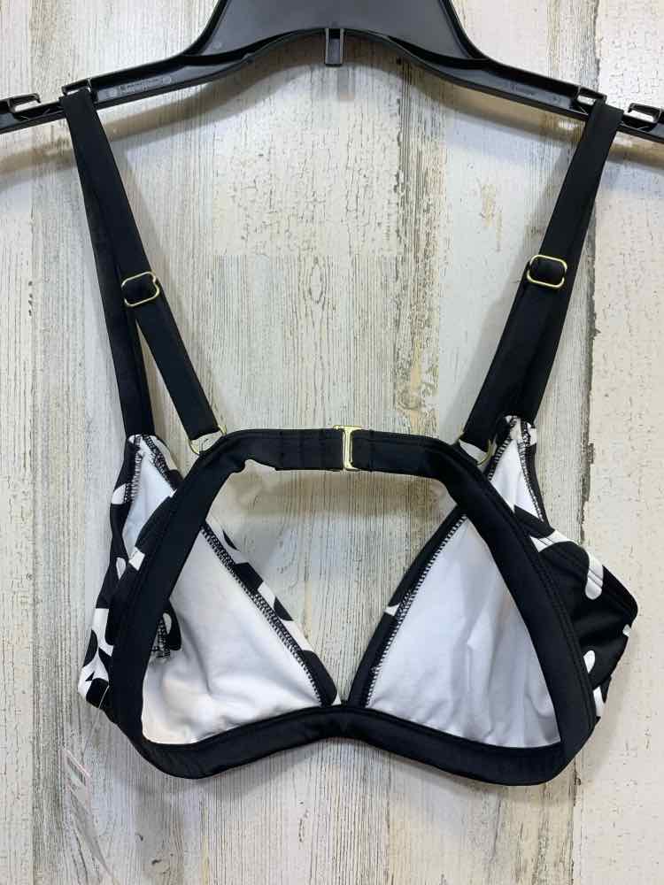 PRE-OWNED MARIMEKKO Swimwear Size M BLACK/WHITE TROPICAL BIKINI TOP Swimsuit/BLA