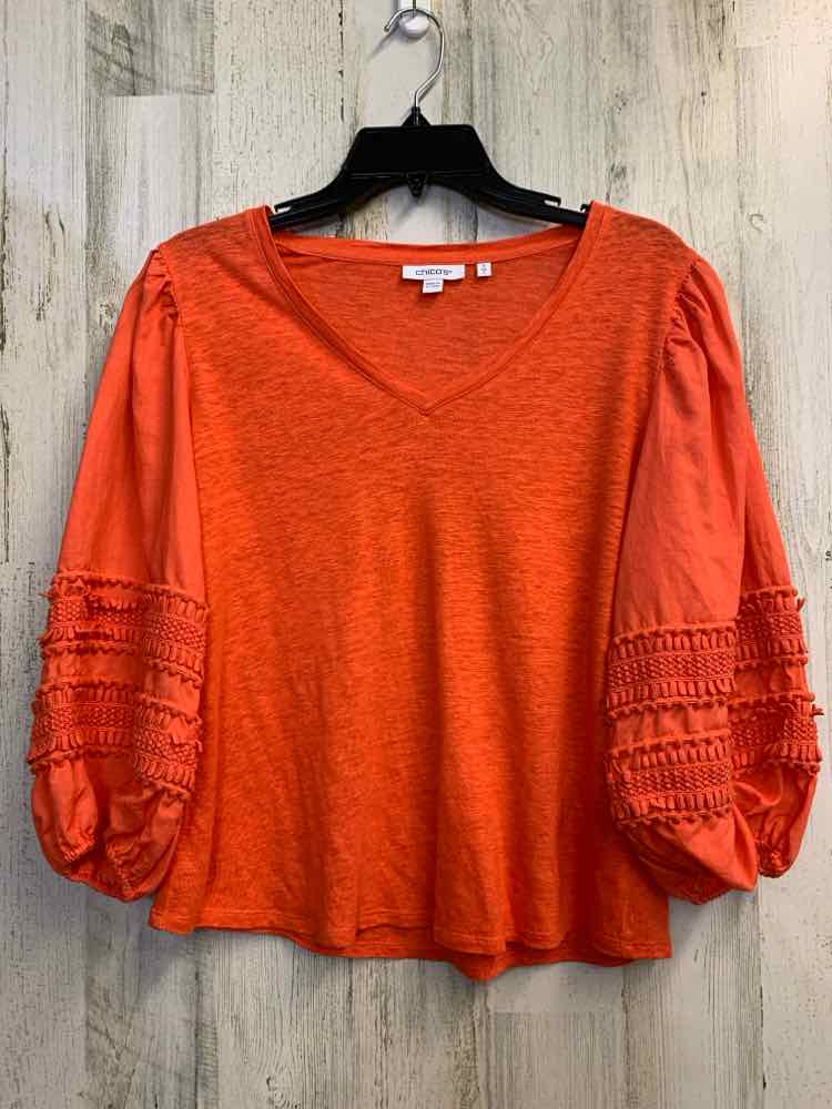 CHICOS Tops Size 0 BITTERSWEET PUFF SLEEVES TOP