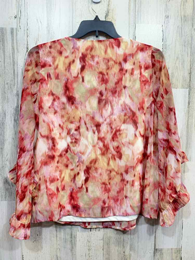 NWT JM COLLECTION Tops Size 0X TAN/WINE 3/4 SLEEVE Blouse