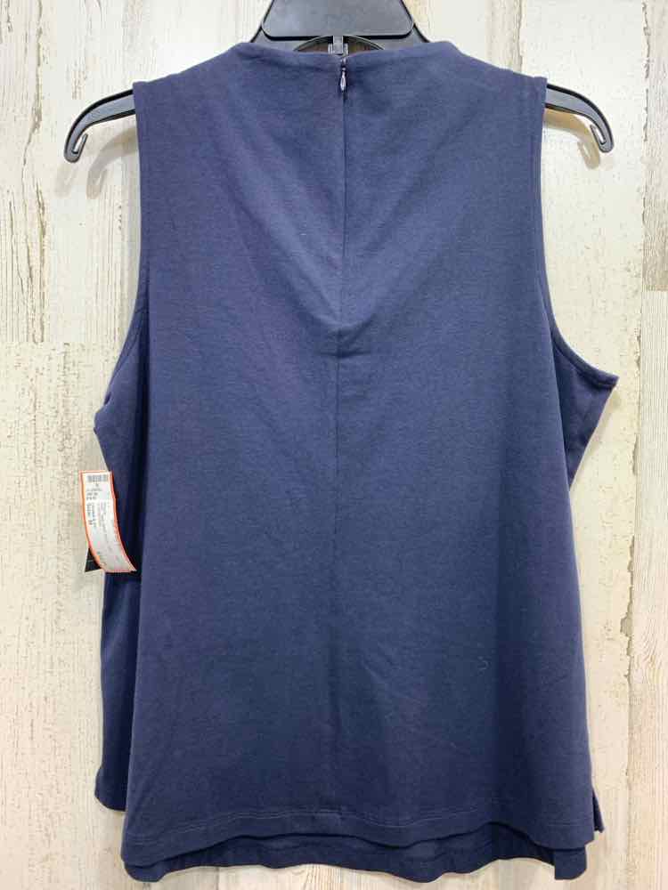 NWT CROWN & IVY Tops Size M NAVY BLUE Solid SLEEVELESS Blouse