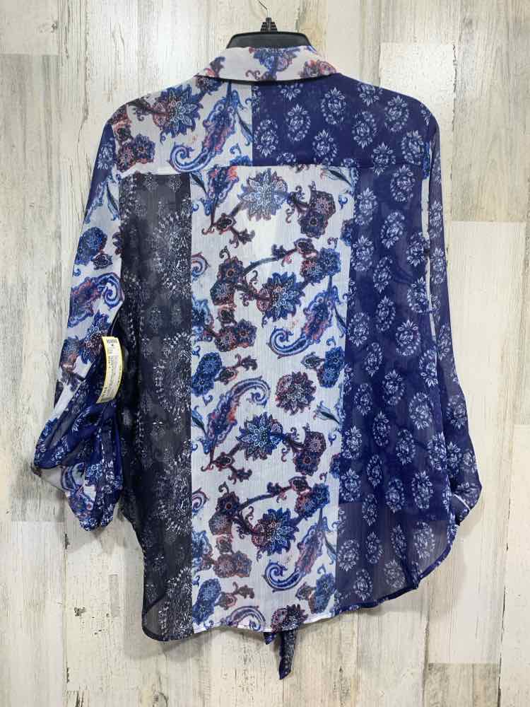 PRE-OWNED CHICO'S/3/4 SLEEVE BUTTON-UP SELF-TIE BOTTOM