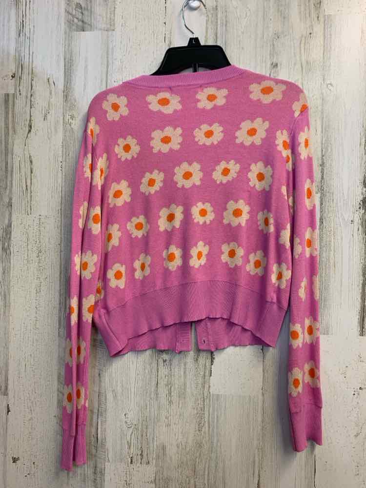 PRE-OWNED GRACE KARIN Tops Size XL PINK/WHITE/ORANGE FLOWERS SWEATER Sweater/PIN