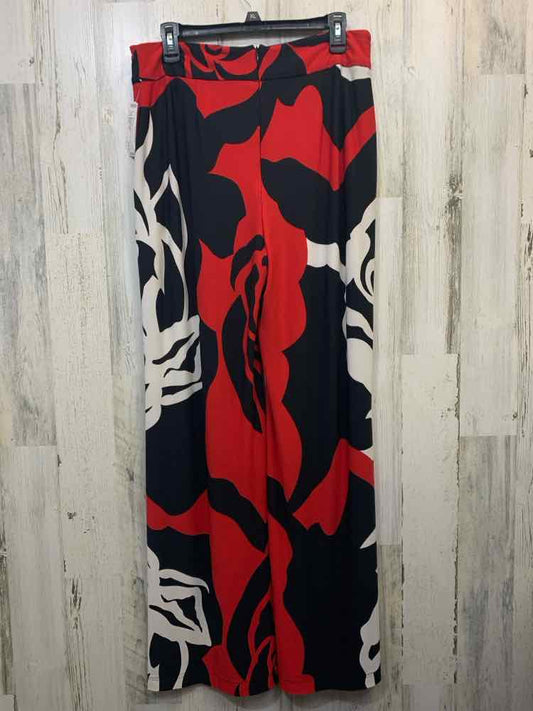 Size 12 FRANK LYMAN BOTTOMS BLK/WHT/RED ABSTRACT WIDE LEG Pants