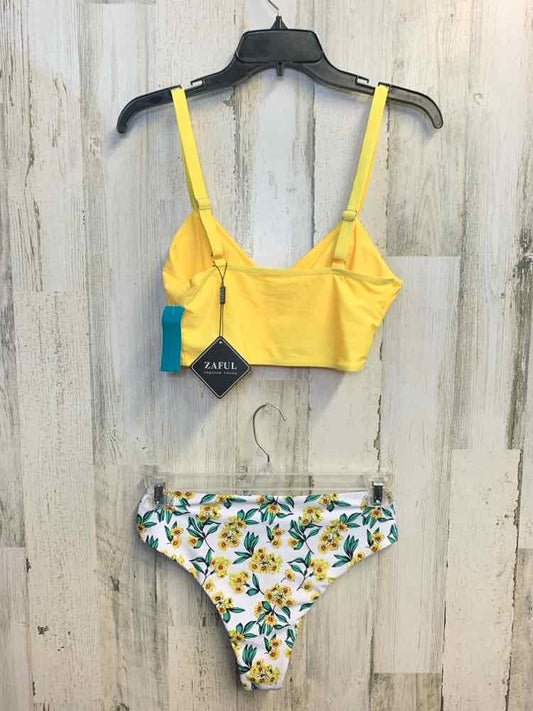 NWT ZAFUL Swimwear Size M YEL/WHT SUNFLOWERS 2PC Swimsuit