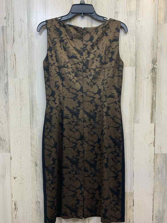 PRE-OWNED TAHARI Dresses and Skirts Size 4 BLACK/BRONZE STROKES BODY CON Dress/B