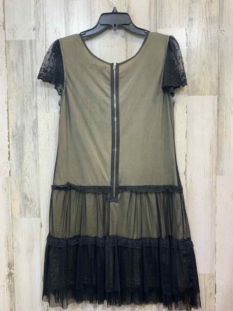 PRE-OWNED pinky Dresses and Skirts Size M BLACK/BEIGE Lace A-LINE TOP/BLACK/BEIG