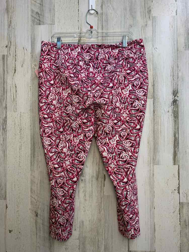 PRE-OWNED Size 14P PECK&PECK BOTTOMS FUCHIA Paisley CAPRI Pants/STRETCHY