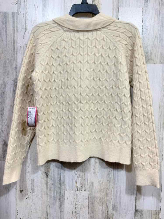 PRE-OWNED EVOLUTION Size M Tops Cream CABLE KNIT LONG SLEEVE POLO COLLAR SWEATER