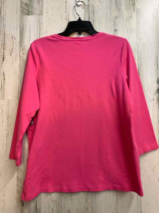 KIM ROGERS Tops Size L HOT PINK 3/4 LENGTH TOP