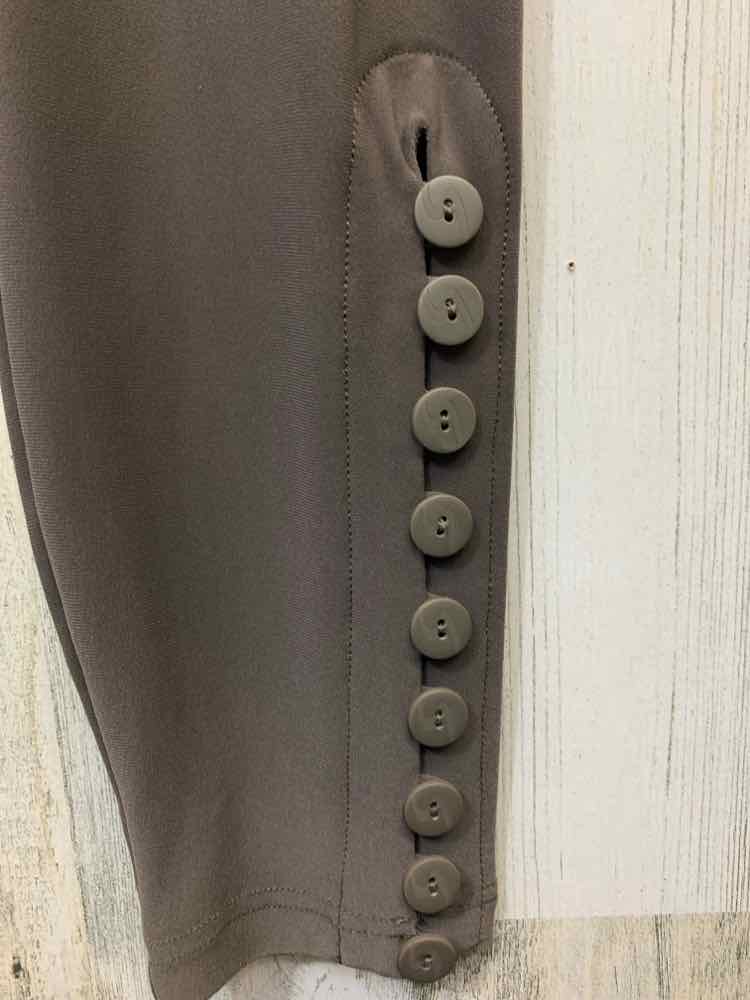 Size 6 SYMPLI BOTTOMS Olive ELASTIC PLAIN Pants BUTTONS ON LEGS
