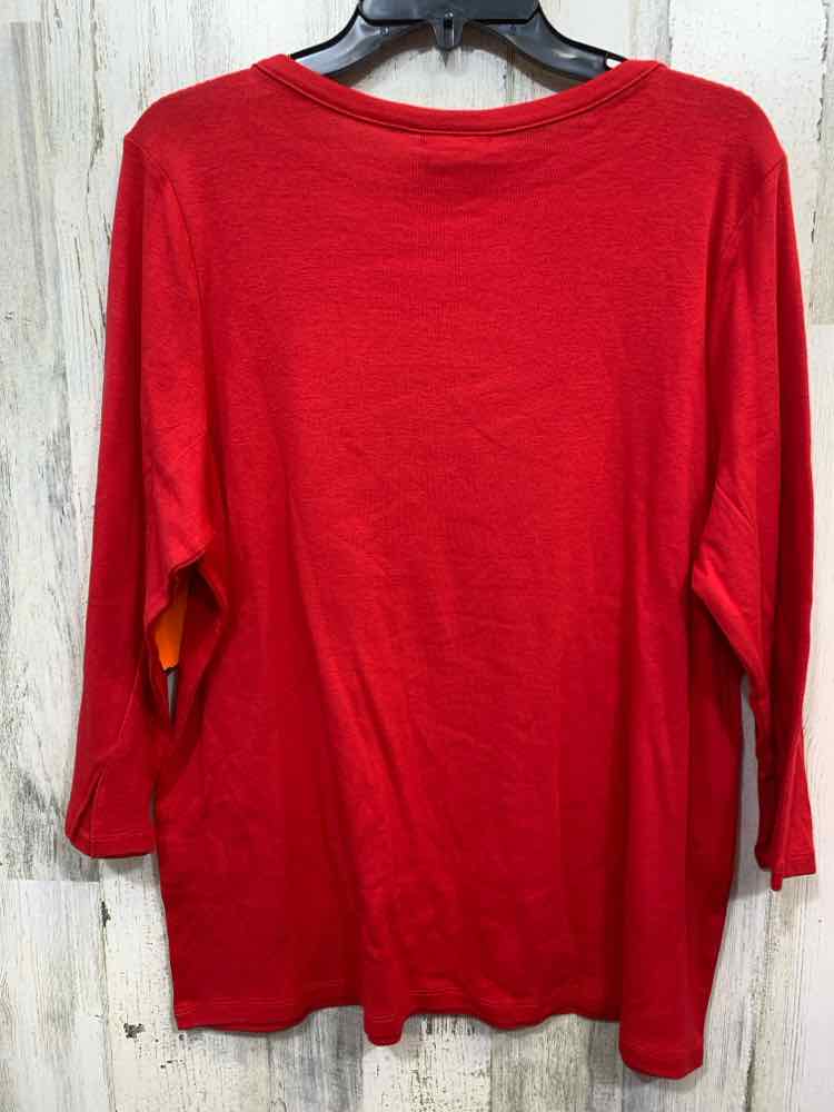 NWT STYLE & CO Tops Size 1X Red Solid 3/4 SLEEVE Blouse