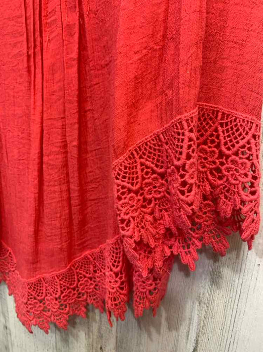 PRE-OWNED WESTPORT Tops Size XL CORAL PLEATED LONG SLEEVE DRESS Blouse/CORAL PLE