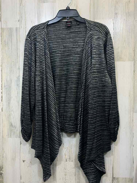 RAFAELLA PLUS SIZES Size 2X BLK/SILVER STRIPES CARDIGAN Cardigan