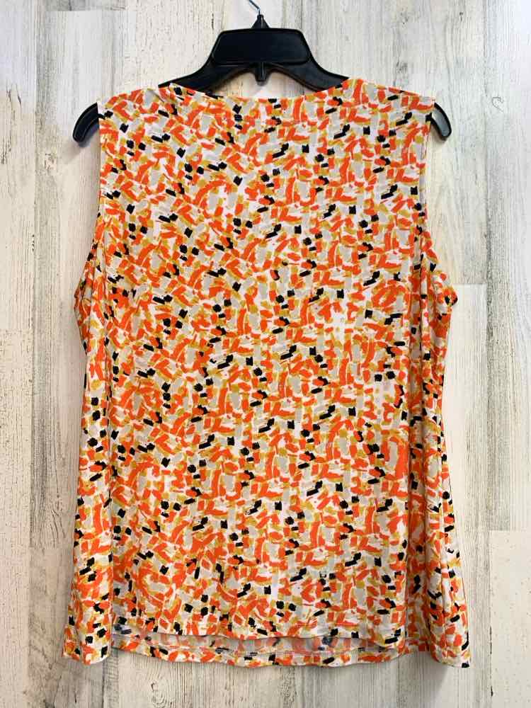 EVAN PICONE Tops Size L ORG/BLK/YEL BLOCKS SLEEVELESS TOP