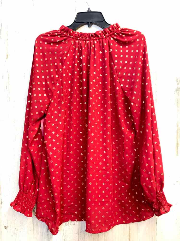 PRE-OWNED TIME & TRU Tops Size L BURGANDY Floral LONG SLEEVES TOP/FLOWY SHEER BU