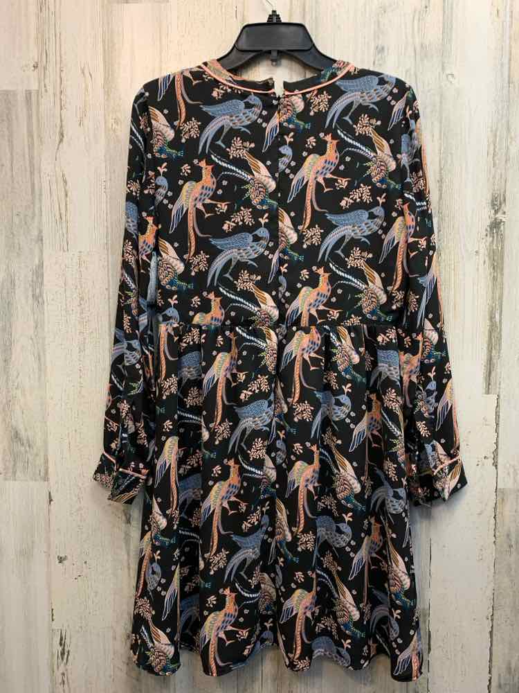 LOFT Dresses and Skirts Size 6 BLK/BLU/PNK PEACOCK LONG SLEEVES Dress