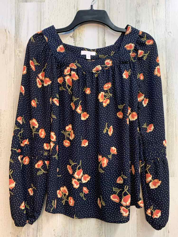 PRE-OWNED LAUREN CONRAD Tops Size XS Navy Floral LONG SLEEVES TOP