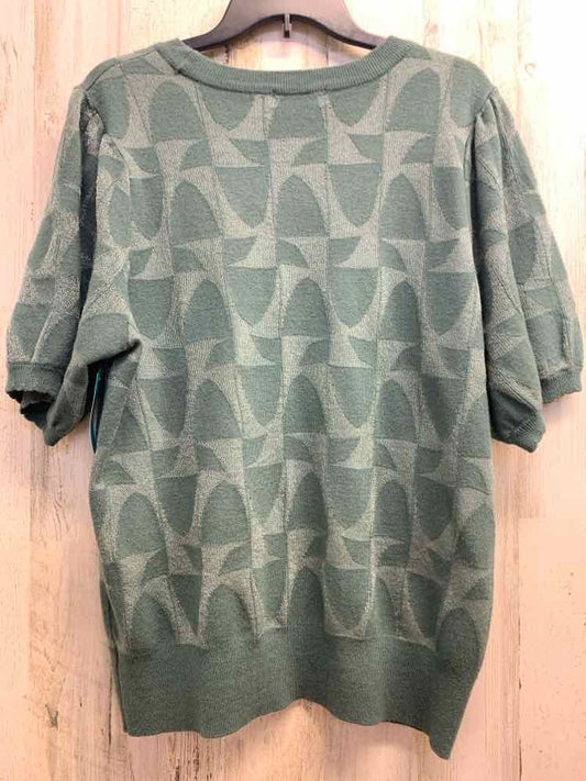 PRE-OWNED LIZ CLAIBORNE Tops Size XXL SEAFOAM ABSTRACT SHORT SLEEVES TOP/SHORT S