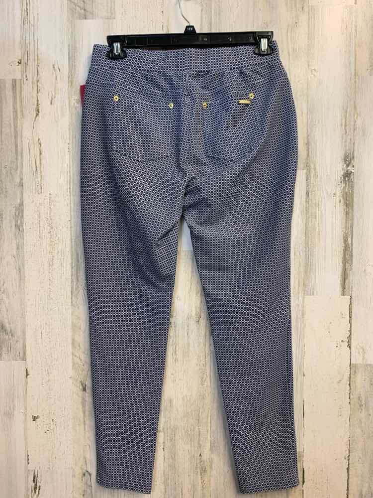 Size L MICHAEL KORS BOTTOMS NAVY/WHT LATTICE ANKLE Pants