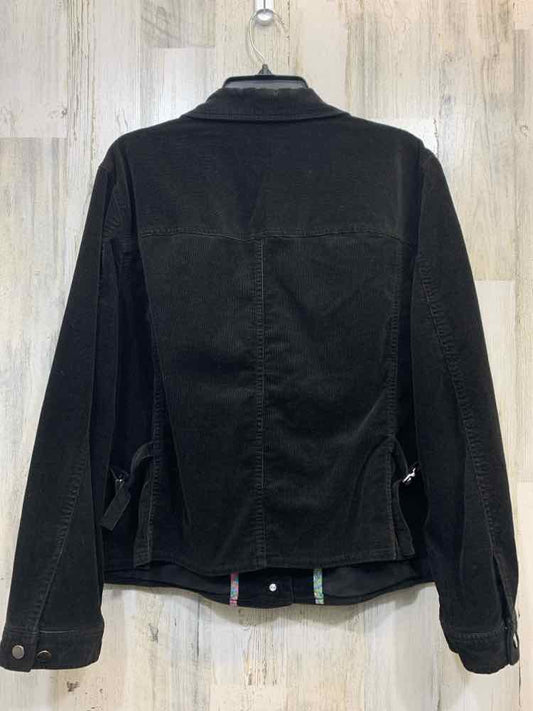 JONES NEW YORK JACKETS / COATS Size 2X Black CORDUROY Solid BUTTON UP Coat