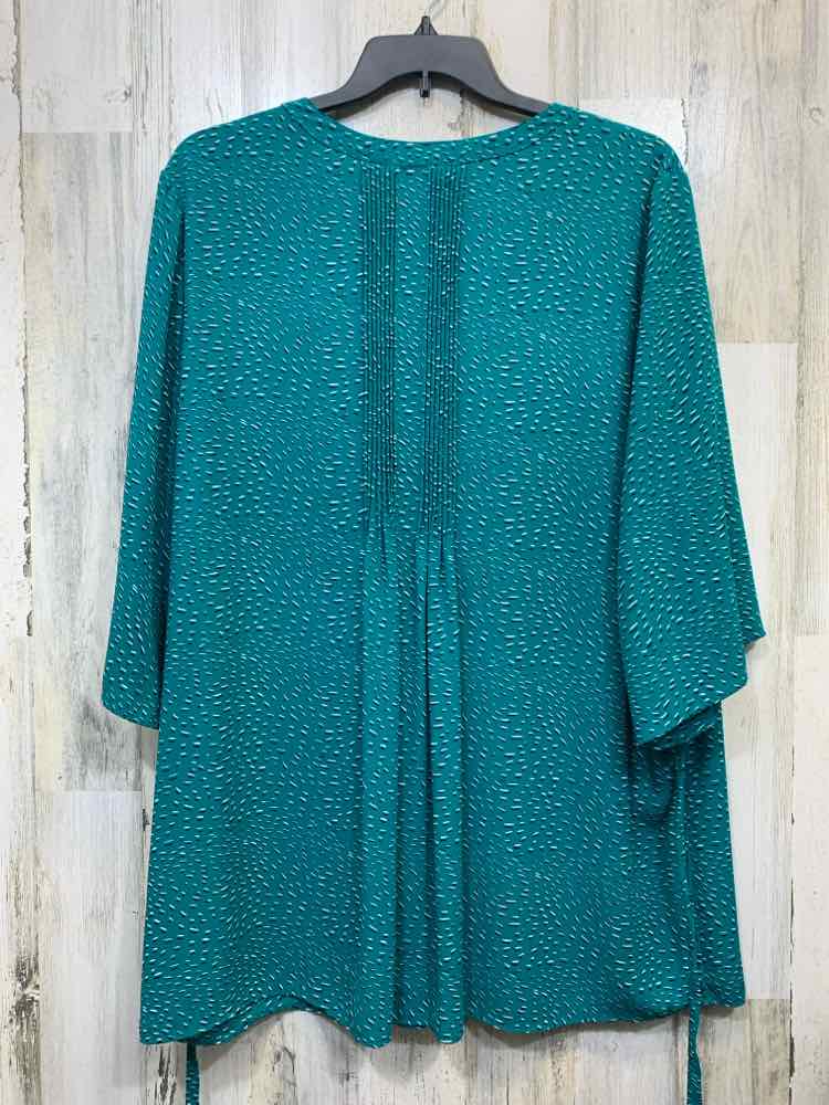 PRE-OWNED PRESCOTT PLUS SIZES Size 3X GREEN/BLACK/WHITE DASHES 3/4 SLEEVE