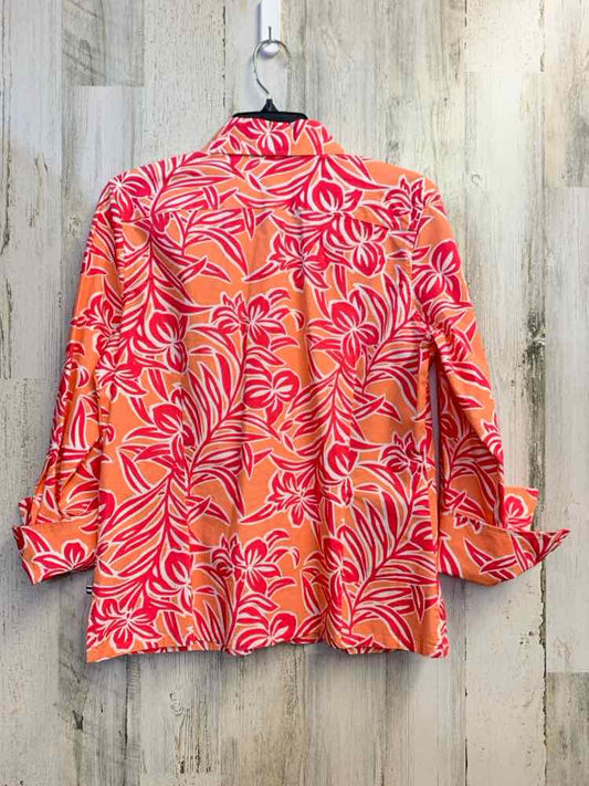 PRE-OWNED IZOD Tops Size M PCH/MGNTA Floral LONG SLEEVES TOP